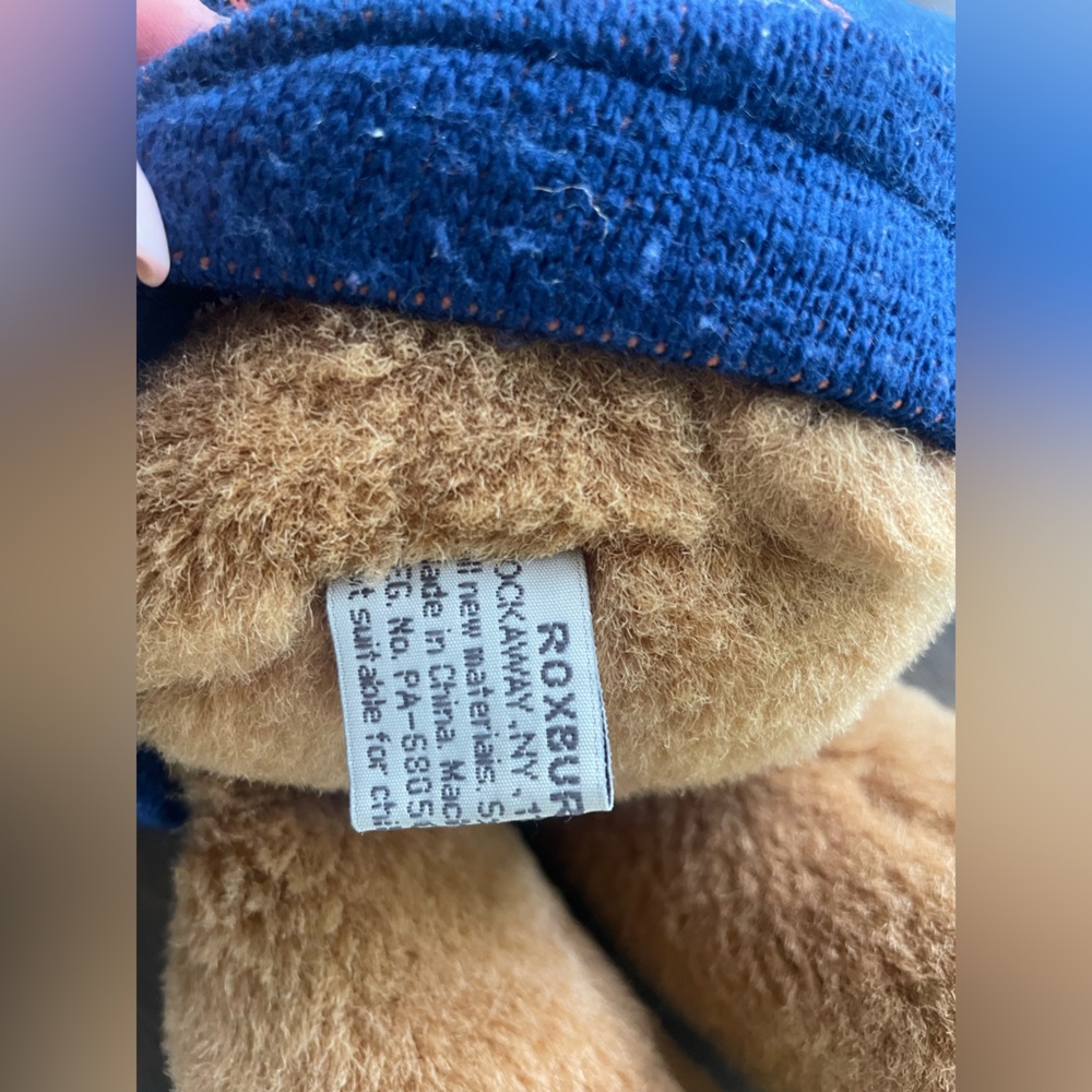 Vintage Roxbury Knicks Plush Bear with Blue Sweater - Picture 5 of 5